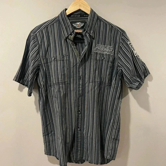 Harley Davidson Button Up Biker  Shirt - Picture 1 of 8